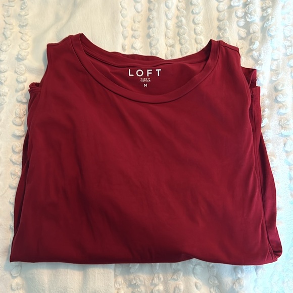 LOFT Cold Shoulder Long-Sleeve Tee in Ruby Shadow - Picture 3 of 5